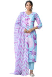 Anni Designer Women'S Cotton Blend Straight Printed Kurta With Pant & Dupatta (Sohini Sky Blue_S_Sky Blue_Small),Sky Blue,S