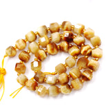 Malahill Wholesale Natural Faceted Stone Beads for Jewelry Making Sold per Bag 5 Strands Inside Cube Golden Tiger's Eye 8mm
