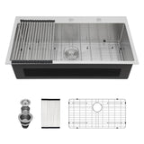 Lordear 36 Drop in Kitchen Sink - 36 x 19 Inch Topmount Kitchen Sink 16 Gauge Stainless Steel Single Bowl Deep Handmade Overmoun