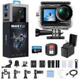 AKASO Brave 7 LE 4K30fps Action Camera with 128GB MicroSDXC U3 Memory Card Accessories Kit Bundle Ultra HD 131FT Waterproof Came