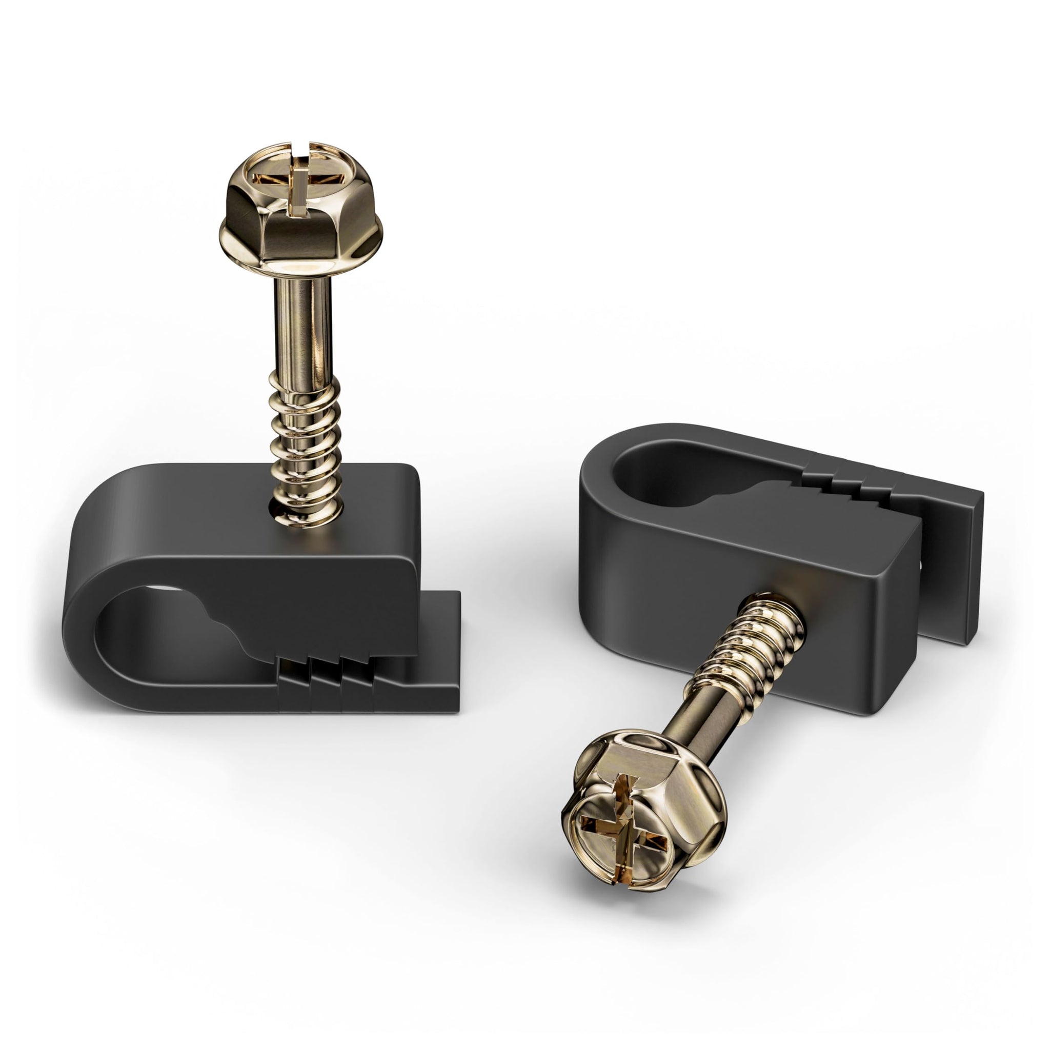 THE CIMPLE CO - Single Coaxial Cable Clips, Cat6, Electrical Wire Cable Clip, 1/4 in (6 mm) Screw Clip and Fastener, Black (10 p