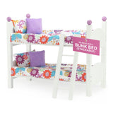 Emily Rose Doll Bunk Bed, 18 Inch Doll Bedroom Furniture 2 Stackable Beds, Wooden 18-in Doll Accessories Bunkbed Set with 18 D