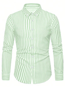 Toplot Shirt For Men || Mens Casual Shirts || Full Sleeve || Regular Fit || Striped (Strip-Shirt-5219-Pista-Xl),Pista,,B0DQPPWG2V