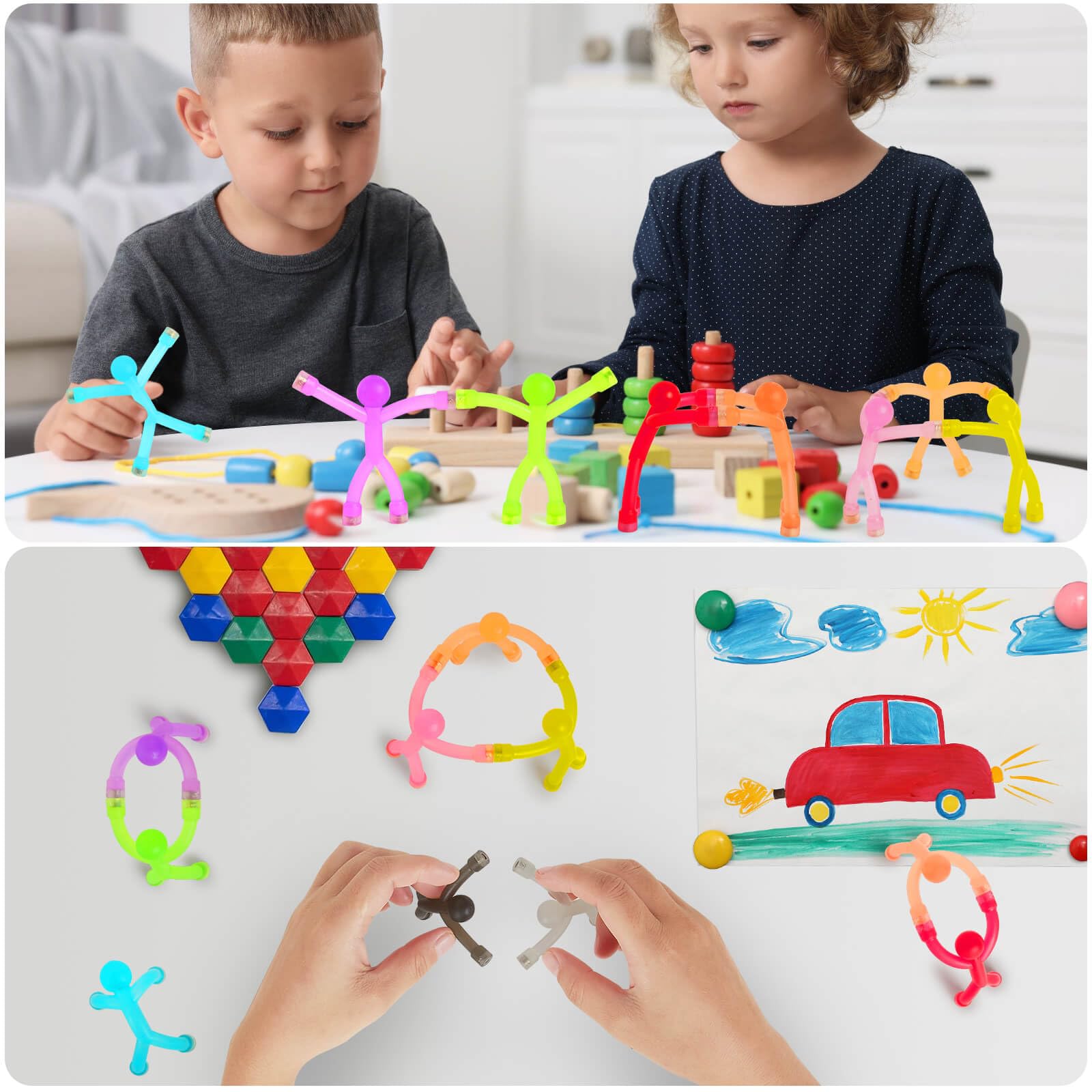 10Pcs Man Magnetic Toys, Humanoid Magnetic Novelty Fidget Toys for Kids & Adults, Rubber Magnet Men Toy Magnets Kids Travel Toys