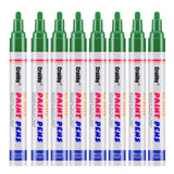 Green Paint Markers, 8 Pack Oil-Based Waterproof Quick Dry Permanent Paint Pen Set for Rocks Painting, Wood, Fabric, Plastic, Ca