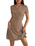 Toplot Casual Wear Dress For Women || Knee Length || Half Sleeve || Strip Dress (Kit-Dress-5237-Brown-Xl),Brown,,B0DZXDT3BR