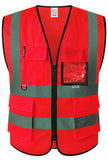 XIAKE Reflective Safety Vest for Men & Women Mesh High Visibility Vest with Pockets Meets ANSI Standards(X-Large,Red)