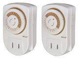 Woods 50006WD Indoor 24Hour Mechanical Outlet Timer, 30 Minute Intervals,2Pack,White