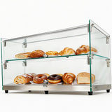Malphi 26in. Tiered Pastry Bakery Display Case with Glass Shelf and Sliding Door,2.3cu. ft. Capacity|Large Bread Cookie Display 
