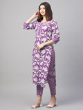 Gosriki Women'S Rayon Blend Printed Straight Kurta With Pant (Pustak Begani-Gs_Xl_Begani_X-Large),Begani,,B0D9YTXWLG