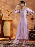 Libas Women'S Silk Blend Kurta Sets (36852O_Lavender_M)