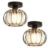 YYJLX 2 Pack Semi Flush Mount Ceiling Light Fixture Modern Small Crystal Chandelier Mini Indoor Ceiling Lamp for Bathroom Hallwa