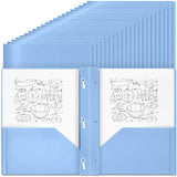 Yeaqee 60 Pcs Plastic Folders with Pockets and Prong Plastic Folders with 2 Pockets Pocket for Office, School for Students, Teac