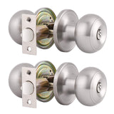 Gobrico 2 Keyed Alike Round Entry Door Lock, Satin Nickel, with Same Key