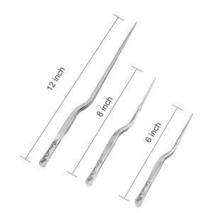 12 8 6 Cooking Tweezers Toogs, 304 Stainless Steel Offset Tweezers with Precision Tip Kitchen Chef Tweezers for Cooking(6