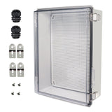 Zulkit Junction Box,IP67 Waterproof Electrical Box Hinged Clear Cover Stainless Steel Buckle Plastic Enclosure for Project w Mou