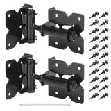 Self Closing Gate Hinges, Heavy Duty Hardware for Outdoor Vinyl/Woodn Fence Gates, 90 Degree Adjustable Gate Hinges Kit, Black S