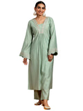 Libas Gerua Womens Yoke Design Silk Blend Straight Kurta With Trousers
