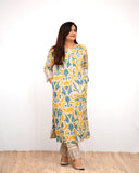 Gosriki Women'S Rayon Viscose A-Line Printed Kurta With Pant (Mandal Yellow-Gs_Xl_Yellow_X-Large),Yellow,,B0DVPCMH1M