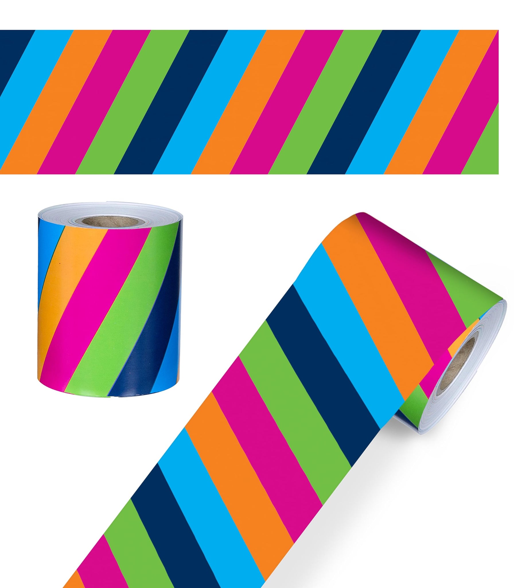 Carson Dellosa - Colorful Stripes Rolled Straight Border, Classroom Dcor, 36 Feet
