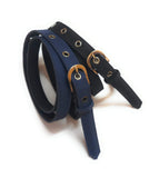 Generic Womens Formal Casual Denim Material Jeans Belts Black And Nevtblue 2Pcs