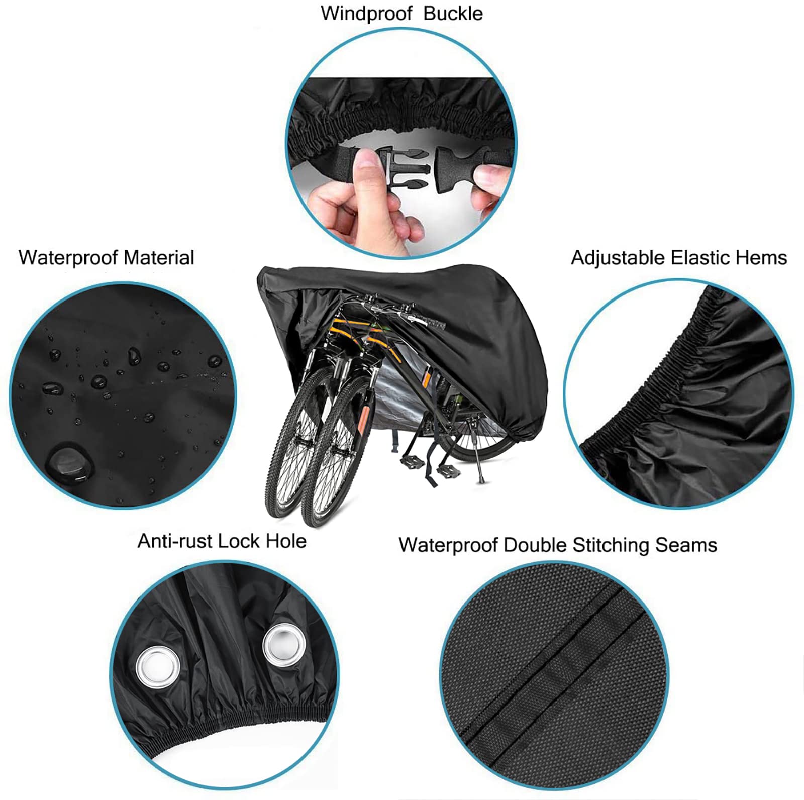 Szblnsm Bike Cover for 1, 2 or 3 Bikes Outdoor Waterproof Bicycle Covers 420D Heavy Duty Ripstop Material Offers Constant Protec