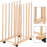 Large Art Drying Rack with Four Caster Wheels, Wooden Canvas Storage Stand