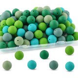 Lovyomi 60pcs 19mm Silicone Beads for Keychain Making Mix Color Round Beads for Pens and Bracelet Crafts(Green)