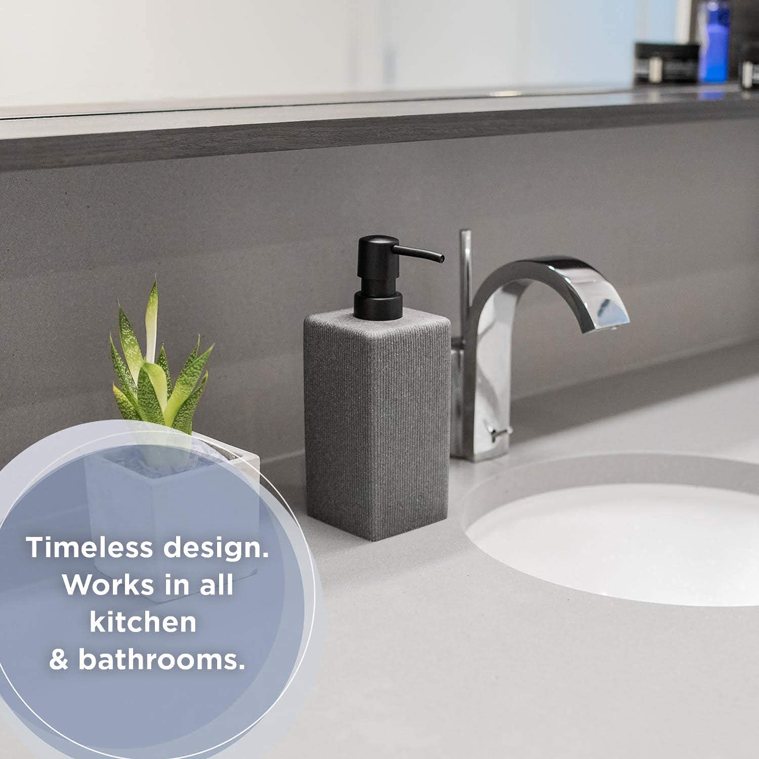 Varato Modern Design Bathroom Accessories Tall Line Soap Dispenser Bathroom and Kitchen (Large, 8 in Height) - Grey Hand Soap