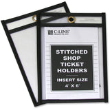 CLine 46046 Shop Ticket Holder Stitched 4Inch x6Inch 25/BX Clear Vinyl
