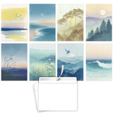Hat Acrobat 24 Sympathy Cards with Envelopes - 8 Unique Watercolor Landscape Designs (3 of Each) - Condolence Bereavement Cards 
