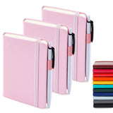 feela 3 Pack Pocket Small Notebook Journals, Mini Cute Memo Notepad Hardcover College Ruled Lined Journals with Pen Holder for W