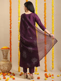 Anni Designer Women'S Rayon Blend Anarkali Printed Kurta With Pant & Dupatta (Gangori Wine-Vks02_L_Wine_Large),Wine,L,Rayon Blend,Anarkali,