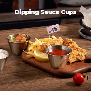 120 Pack] 4 oz Stainless Steel Sauce cups - Individual Round condiments Ramekins, commercial grade SafePortion Dipping Sauce Kit