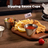 120 Pack] 4 oz Stainless Steel Sauce cups - Individual Round condiments Ramekins, commercial grade SafePortion Dipping Sauce Kit