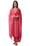 Anni Designer Women'S Rayon Blend Straight Embroidered Kurta With Pant & Dupatta (Vasudhara Pink_L_Pink_Large),Pink,L