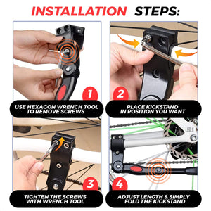 Bike Kickstand for Mountain Bike - Adjustable Bicycle Accessories for Adult Bikes Side Stand Bicycle Kickstand Mountain Bike Sid