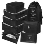 Avitoro Black Nylon Packing Cubes, 8 Pcs Travel Packing Cubes Set With Toiletries Bag For Clothes Shoes Cosmetics Toiletries, Fo