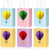 Blosssound 16 Pcs Hot Air Balloon Bags Pastel Gift Bags with Handle Spring Easter Paper Pouch Colorful Hot Air Balloon Pouches w
