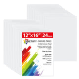 Simetufy 24 Pack 12 x 16 inch Large Canvas Boards for Painting- Gesso Primed Acid-Free 100% Cotton Canvas Panels for Acrylics Oi