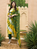 Gosriki Women'S Rayon Blend Straight Printed Kurta With Pant & Dupatta (Kerul Yellow-Gs_L_Yellow_Large),Yellow,,B0CGD7JCB9