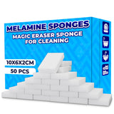 50 Pcs Melamine Sponges for Cleaning White Magic Sponge, Convenient Cleaning Blocks (10x6x2 cm), NonScratch Design for Gentle