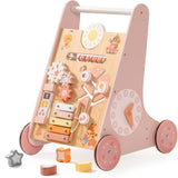 ROBUD Wooden Baby Walker, Baby Push Walker with Activity Center and Storage, Montessori Walker Toy for Boys and Girls Learning t
