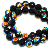 DIQIO 8mm Sparkle 96 Faceted Disco Crystal Beads (65-72pcs, Black AB)