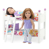 Emily Rose Doll Bunk Bed, 18 Inch Doll Bedroom Furniture 2 Stackable Beds, Wooden 18-in Doll Accessories Bunkbed Set with 18 D