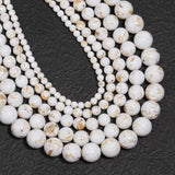 Yochus 60pcs White Shell Turquoise Round Smooth Stone Beads for Bracelet Making