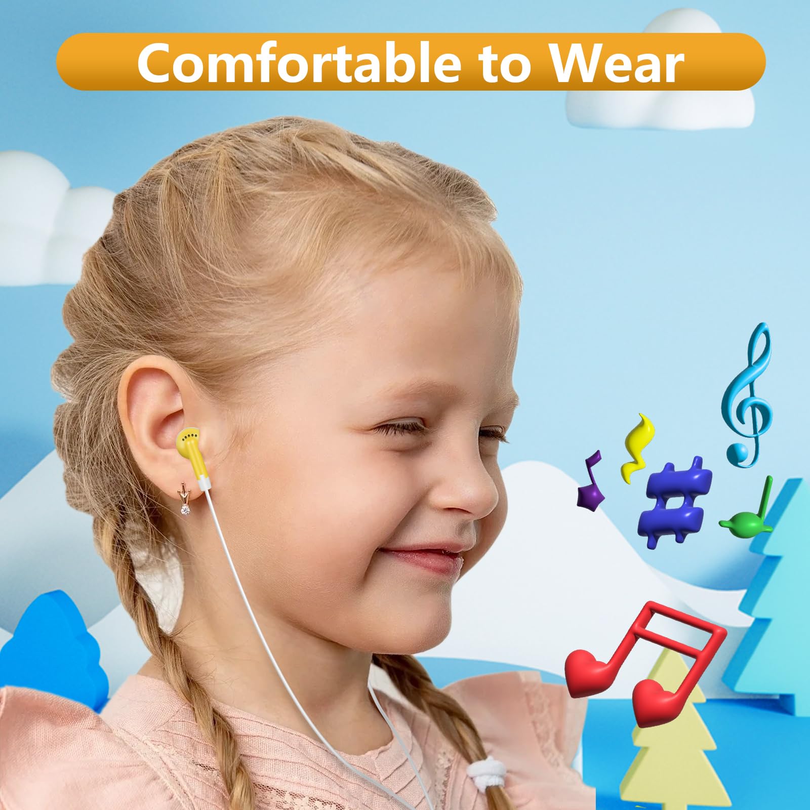 ZXQZYM 50 Pack Bulk Kids Earbuds for Classroom Student Wired Headphones in Ear Earbuds for School Librariy 3.5mm Multi Colored W