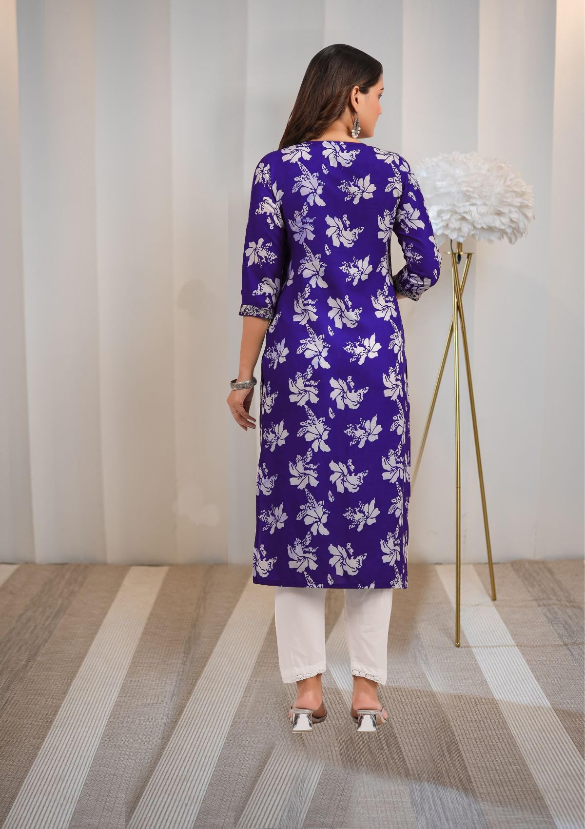 Gosriki Women'S Rayon Blend Chikankari Embroidered Straight Kurta (Sceros Violet-Nw-Gs_Xl_Violet_X-Large),Violet,,B0D4ZGR2KN