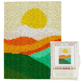 ORIGACH Landscape of Sunset Mountain Latch Hook Rug Kits, Color Stamped Grid Cloth Handmade Rug, Pattern Printed Carpet Kit, DIY