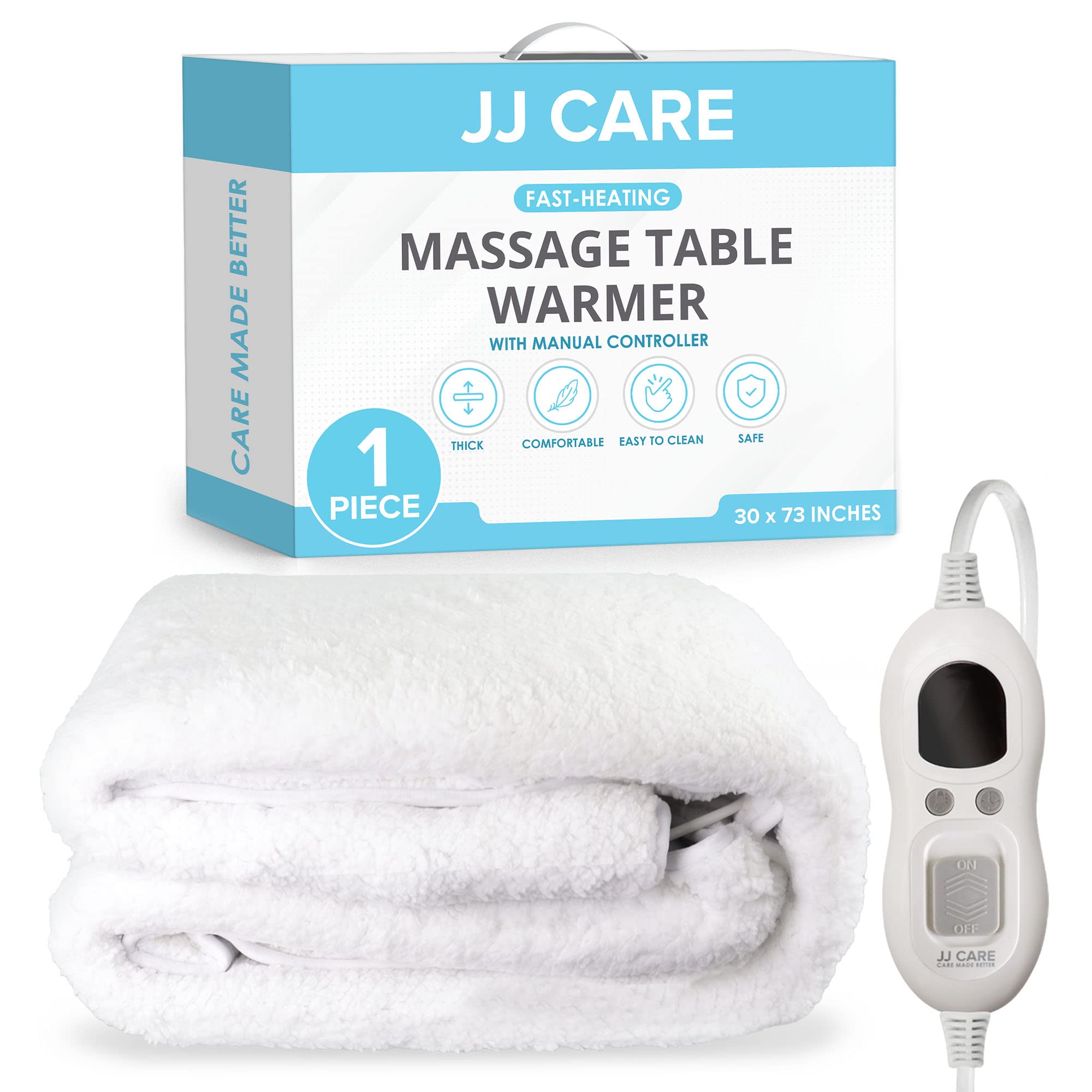 JJ CARE Massage Table Warmer 30x73, Manual 3 Heat Control Massage Bed Warmer Fleece Pad w/Detachable 13 FT Cord, Table Warme